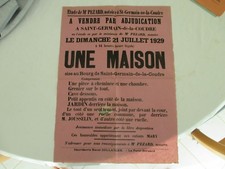 Fiscal sur document - Affiche - Vente d'une maison 1929