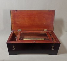19th Century Music Box, Blackened Mahogany Case, Fir Bottom, Eight Airs