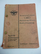 HANOMAG Diesel Wheel Tug Type R 22 Original Spare Parts List 40/1 1954