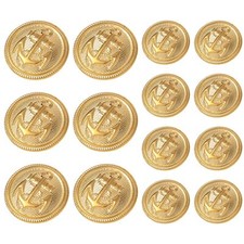 Lot de 14 boutons dorés en métal doré pour blazer costume manteau uniforme ve...