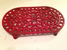 Dessous de Plat Vintage EN FONTE  rouge   années 50 60  70    