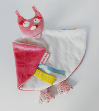 Doudou Plat Chouette Rose