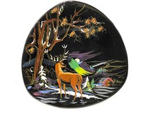 Antique LONGWY plate decor FROST unalterable color large fire