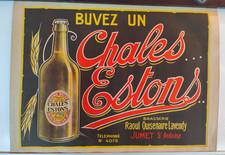 Ancienne affiche publicitaire belge bière Chales Estons Brasserie Raoul