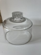 JOLIE ANCIENNE CLOCHE VERRE BORDURE PERLE POUR FROMAGE DESSERT  DÉCO TABLE