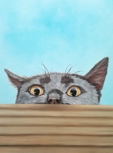 Peinture chat huile sur - peinture,,