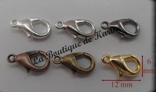 LOT 30 FERMOIRS MOUSQUETONS METAL COULEURS AU CHOIX 12 mm CREATION BIJOUX PERLES