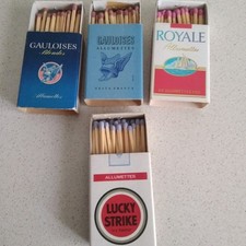 4  BOITES ALLUMETTES  VINTAGE  ROYALE GAULOISES LUCKY STRIKE