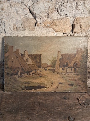 Tableau ancien huile sur toile - tableau,