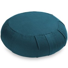 15" Round Organic Cotton Buckwheat Hull Meditation Cushion - Teal