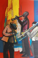Lithographie Georges BRIATA " Les joueurs de Jazz