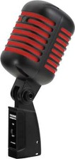 Microphone Dynamique Vintage Retro Micro Elvis Rockabilly Vocal Noir Rouge