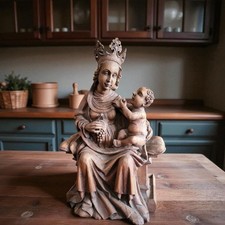 Sculpture en bois de la Vierge à l'Enfant hauteur environ 50 cm