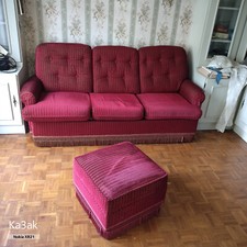 CANAPÉ-LIT VINTAGE VELOURS ROUGE