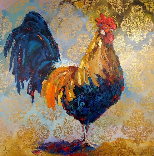 Coq 80cmx80cm toile - coq,
