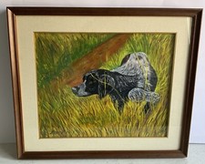 Dipinto Ad Olio Su Tela - Scena Di Caccia Con cane Epagneul Breton 36