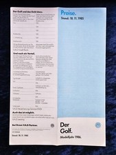 VW Golf 2 price list, v. 18.11.1985 w/ GTI, GTI 16 V, Syncro and Carat