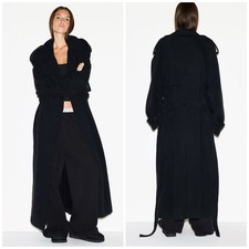 NWT $248 Skims Boyfriend Fleece Oversized Trench Coat In Washed Onyx Size:XXS