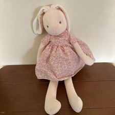 Kaloo Plush Bunny Rabbit Cream w/ Floral Pink Dress Stuffed animal Toy 20" long