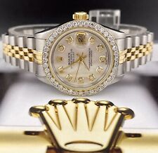 Rolex Ladies Datejust 26mm 18kGold & Steel Watch ICED 1ct Diamonds White Dial