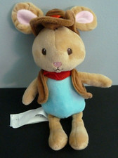 *. DOUDOU PELUCHE SERGENT MAJOR LAPIN LICOWBOY BLEU GILET MARRON 26cm ETAT NEUF*