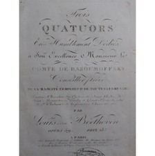 BEETHOVEN Trois Quatuors op 59 Violon Alto Violoncelle ca1810