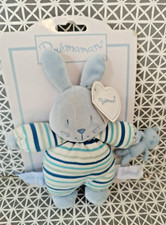 Doudou peluche lapin bleu
