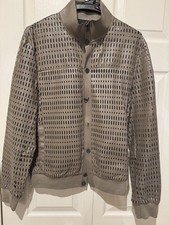 EMPORIO ARMANI Mesh Leather Jacket Blouson Men Beige 