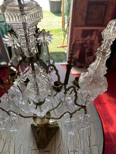 Girandole à 5 porte bougies en bronze et pampilles en cristal taillé 