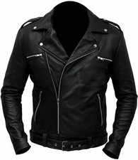 Veste En Cuir Réelle Noire