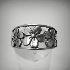 Bague en argent sterling véritable fleur massif poinçonné 925 fait à la main