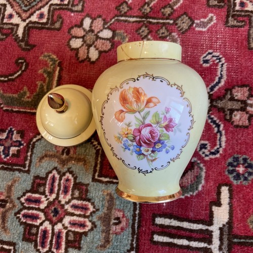 Vase ancien porcelaine jaune - ancien,