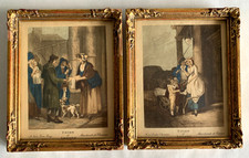 Antique Cries of London Framed Lithograph Prints Wood Gold Marshall Field 5-1/4"