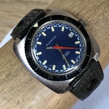 Vintage Rodania 25 Jewel Mens Automatic Wristwatch AS 1913 Steel Blue Dial Diver