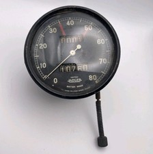 British JAEGER 80mph Speedometer Mileage Pre-War Black Metal & Mounting Bracket