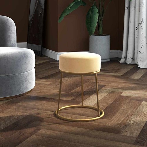 Tabouret rond marron velours - tabouret,