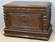 18th century Carved Oak Chest Turned into Renaissance Style Door Buffet