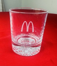 1970s Lead Crystal McDonald's Whiskey Tumbler Glass - 3.5" Tall Etched Logo Rare