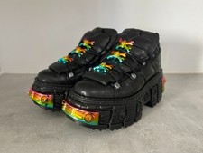 New Rock Boots WALL106-S23 Unisex Metallic Black Leather Platform Gothic Boots