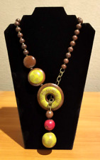 *Unique Chunky NATURE Bijoux Genuine Coral Wood Carved Ceramic Necklace**
