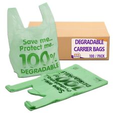 100 Large Oxo-Biodegradable Plastic Carrier Bags, 11 x 17 x 21", Heavy Duty