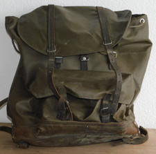 vintage SAC à DOS cuir plastique MILITAIRE SUISSE IMPERMEABLE bag SWISS camping