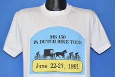 vtg 90s MS 150 PA DUTCH BIKE TOUR 91 HORSE BUGGY CYCLING AMISH WHITE t-shirt L