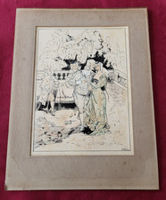 DESSIN ANCIEN - 1930 - SIGNATURE - SCENE XVIII EME - PEINTURE ARTISTE