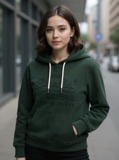 Superdry Womens Vintage Hoodie Embossed Logo Sporty Sweatshirt Ladies Hooded Top