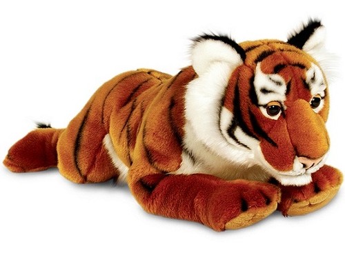 Peluche tigre roux - , couché