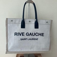 Saint Laurent Rive Gauche Tote Bag Canvas Beige Black  Yves Saint Laurent Used