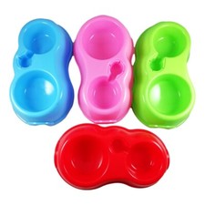 3X Double Bol pour Chat Chien Petit Animal 28x16cm Gamelle Alimentation et Eau