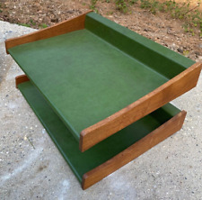 MCM Letter Tray Duplex Wood and Vinyl - Like Florence Knoll, Risom, Peter Pepper