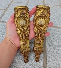 2 Anciennes décorations ornements chutes garnitures pieds colonne BRONZE MEUBLE.